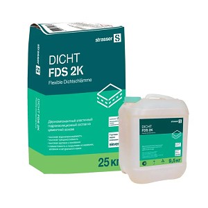 DICHT FDS 2K-A Двухкомпонентный эластичный гидроизоляционный состав на цементной основе (2 - 2,5 мм), жидкая латексная эмульсия, ГЛ