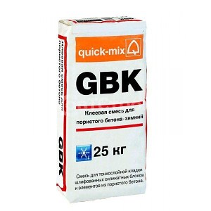 GBK Клеевая смесь Quick Mix для пористого бетона, серая ЗИМА 25кг