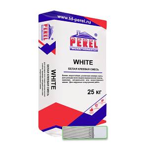 Белая клеевая смесь Perel White C1TE, 25 кг